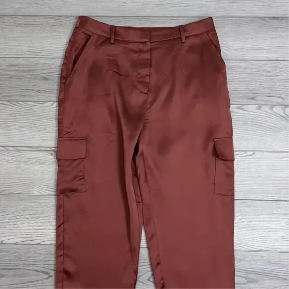 Bailey 44 Womens Size M Brown Satin Cargo Taper High Waisted Trouser NEW Pants - Picture 7 of 8